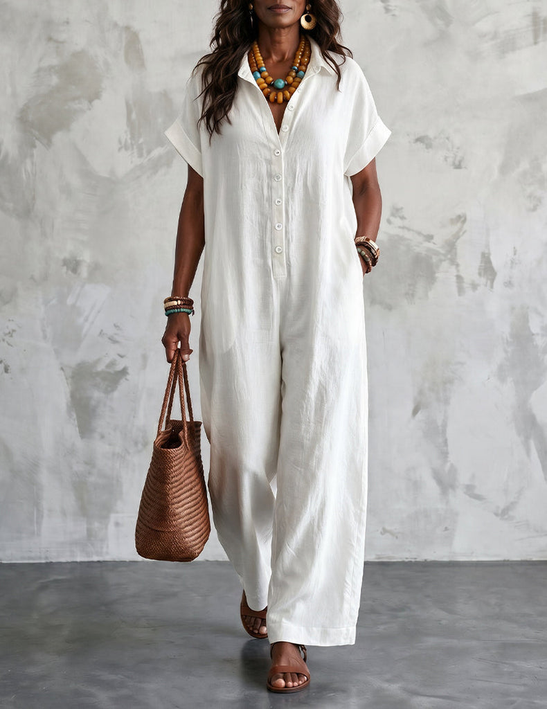 ekouaer-jumpsuits-overall-kurzarm-weit-schwarz-polyester image 1