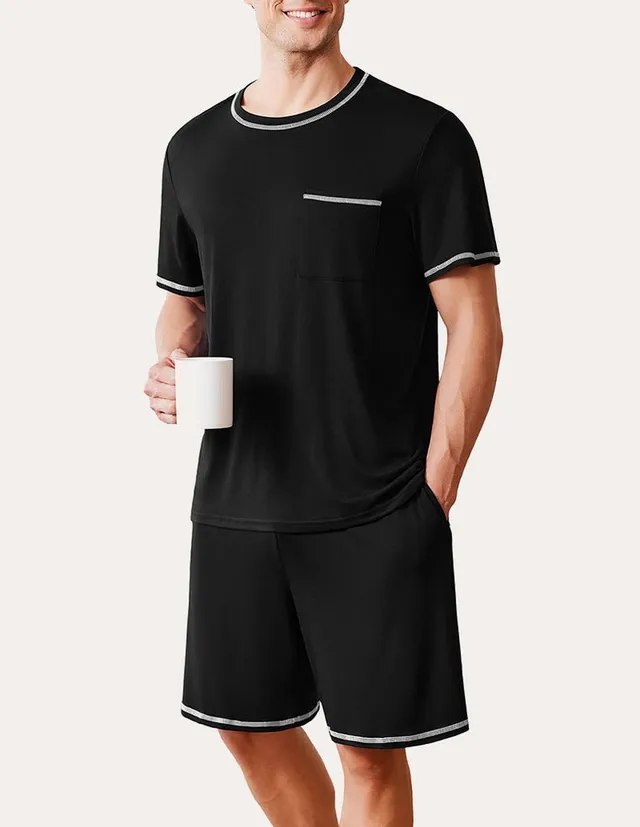 ekouaer-men-schlafanzug-herren-kurz-rundhals-mit-shorts image 1