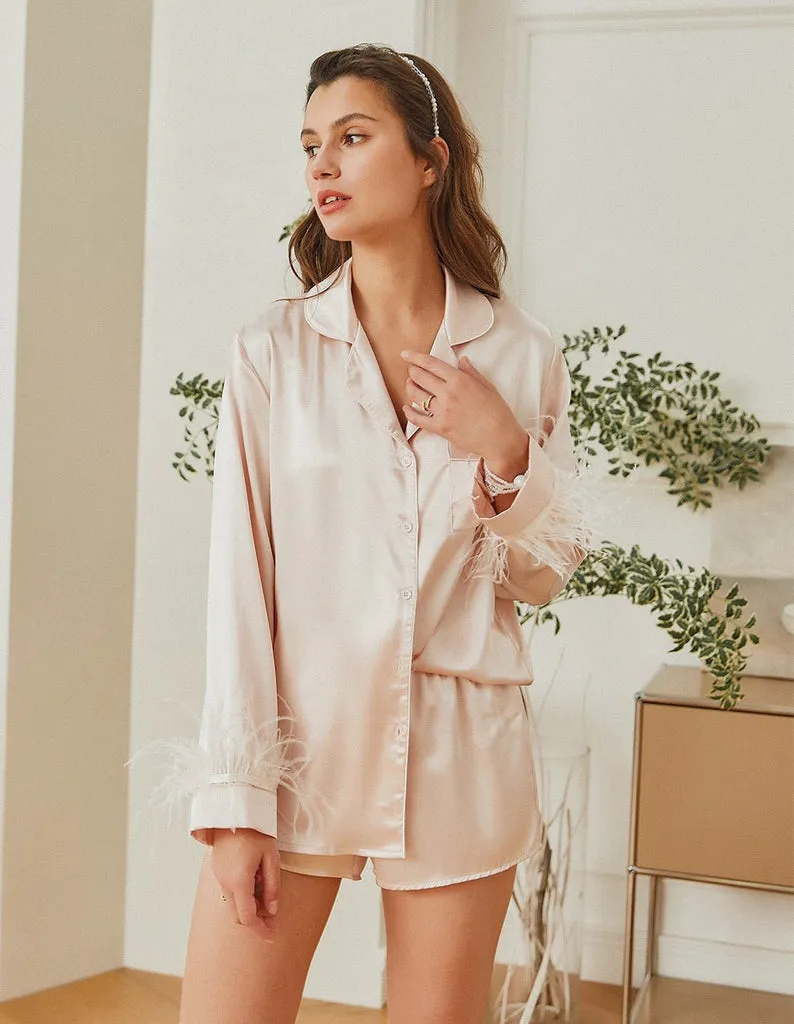 ekouaer-pajama-sets-feder-satin-pyjama-shorts image 1