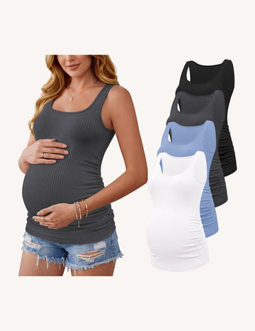 ekouaer-maternity-4er-pack-umstandstops-gerippt-eckig image 3