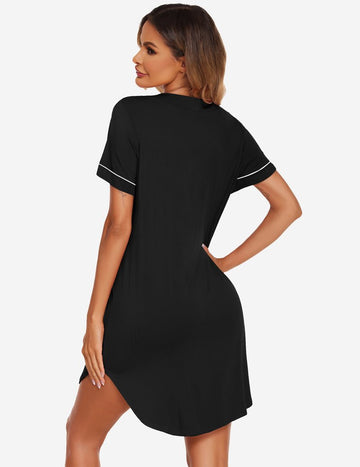 ekouaer-nightgowns-button-nachthemd-kurzarm-stillen image 5