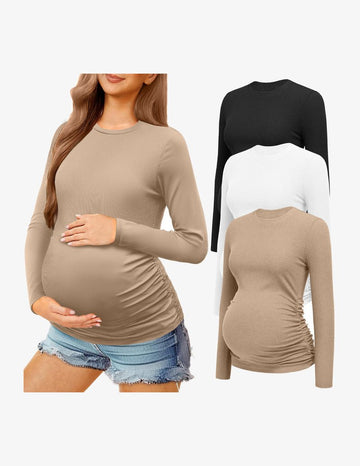 ekouaer-maternity-umstandsshirt-langarm-3er-pack image 5