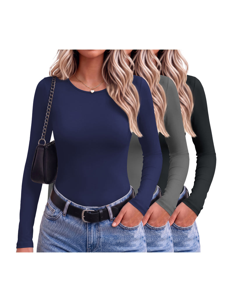 ekouaer-thermals-thermoshirt-3er-set-fleece-langarm-slim-schwarz image 8