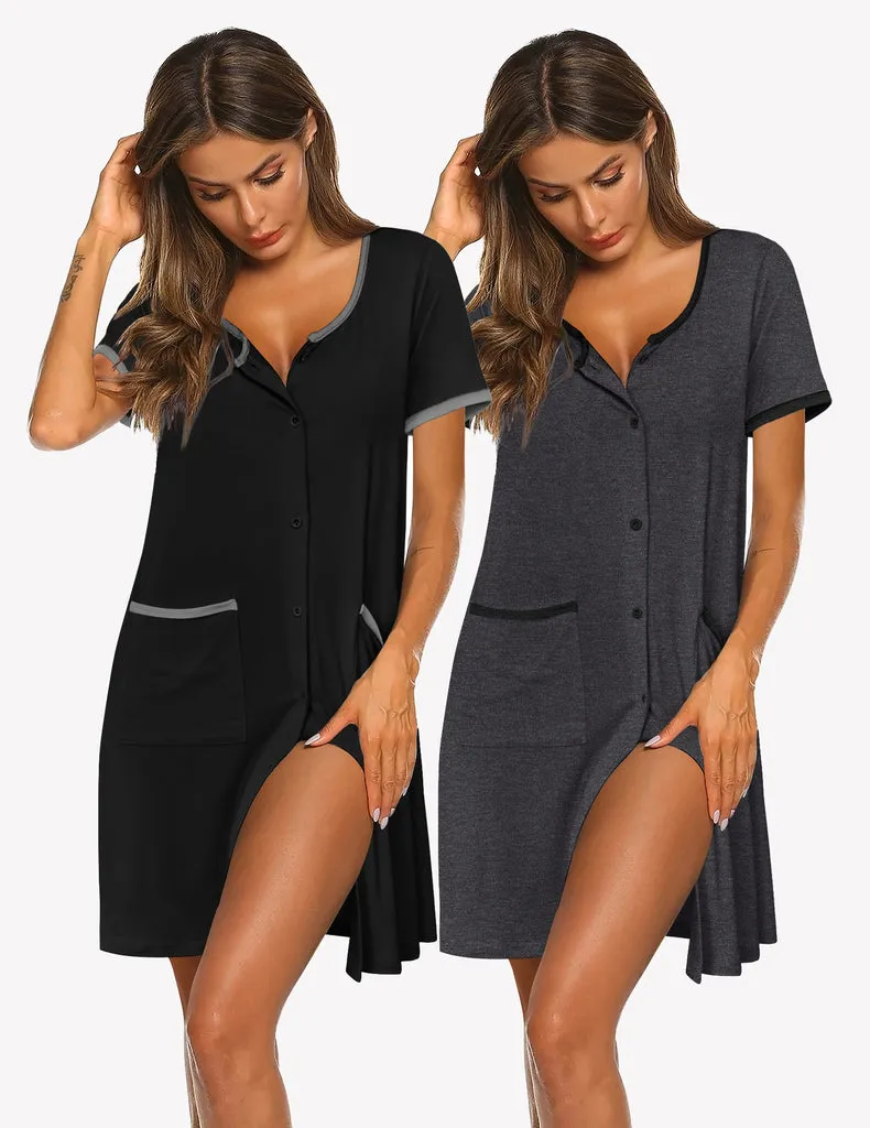 ekouaer-nightgowns-button-nachthemd-kurzarm-2er-pack image 1