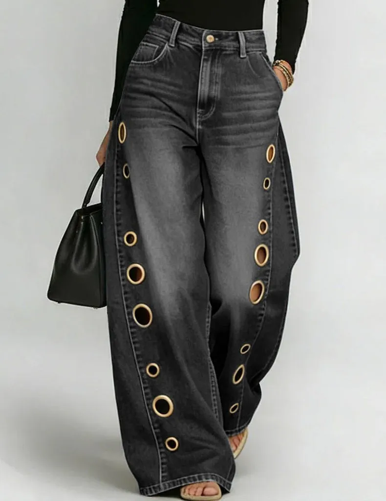ekouaer-pajama-sets-wide-leg-denim-pants-jeans-goldene-sen image 1