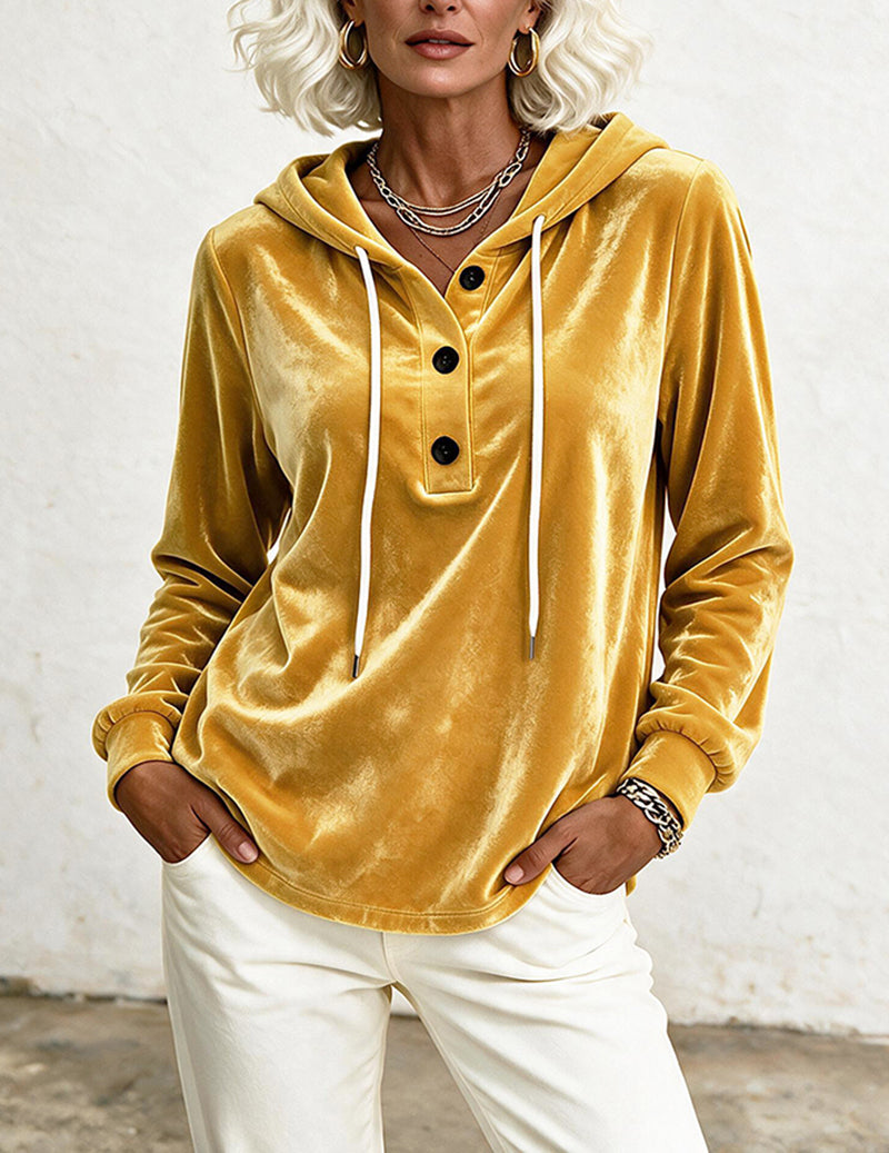 ekouaer-velvet-hoodie-samt-sweatshirt-schwarz image 4