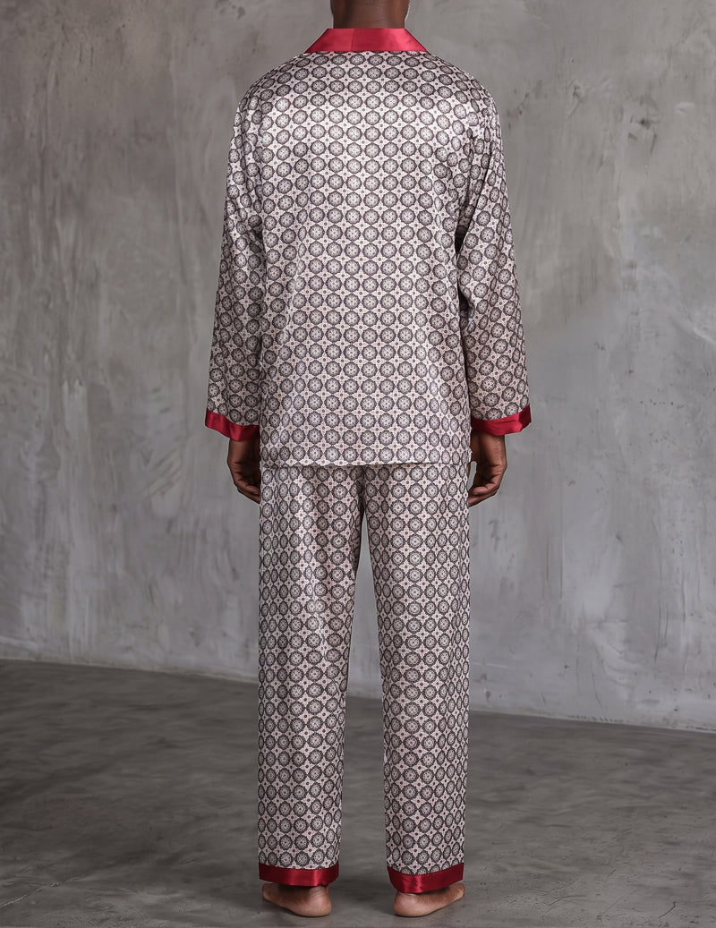ekouaer-men-satin-pyjama-red-geometric-langarm-gemustert image 8