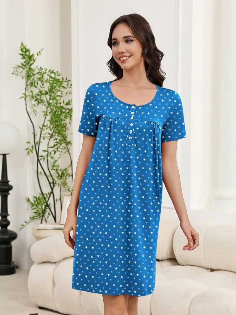 ekouaer-nightgowns-hauskleid-knopfleiste-taschen-blumen image 2