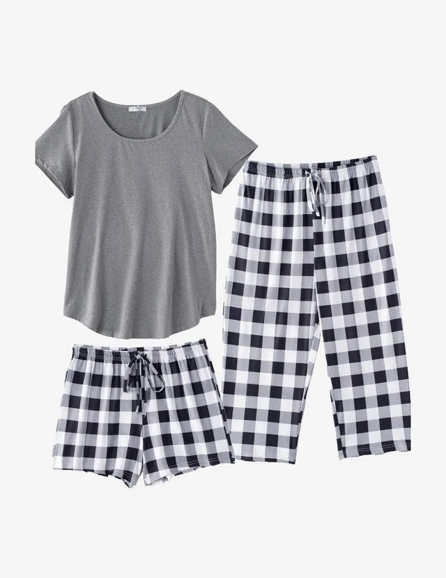 ekouaer-pajama-sets-pyjama-3-teilig-floral-capri image 1