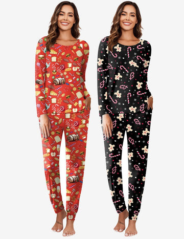 ekouaer-pajama-sets-2er-pack-pyjama-langarm-mit-jogger image 3