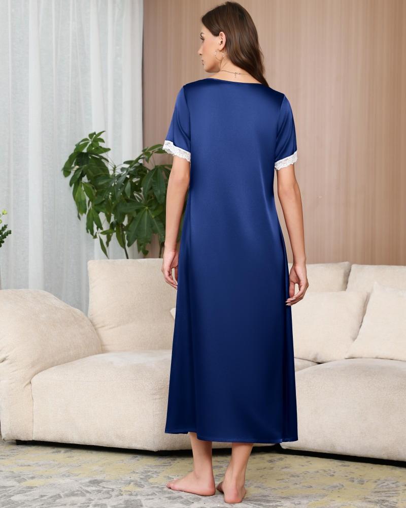 ekouaer-nightgowns-satin-nachthemd-weinrot-schleife image 8
