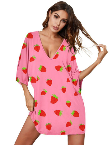 ekouaer-nightgowns-nachthemd-deep-v-batwing-aus-modal image 5