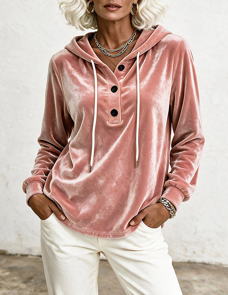 ekouaer-velvet-hoodie-samt-sweatshirt-schwarz image 2