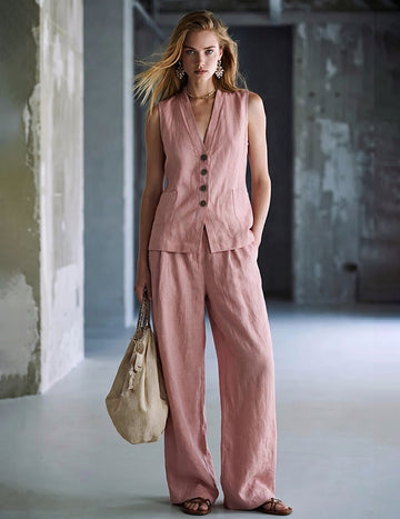 ekouaer-pajama-sets-button-vest-schlafanzug-rmellos-wide-leg image 5