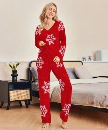ekouaer-fuzzy-fleece-2-teiliges-lounge-set-pyjama-v-ausschnitt image 8