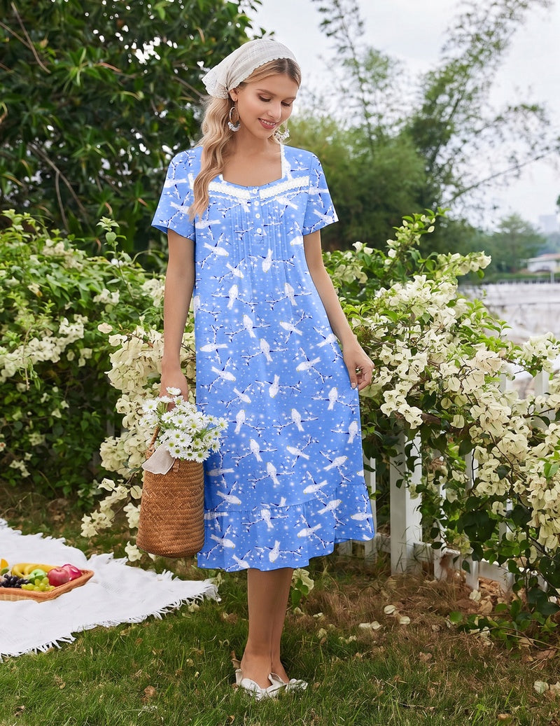 ekouaer-nightgowns-nachthemd-damen-baumwolle-lang-knopfleiste image 5