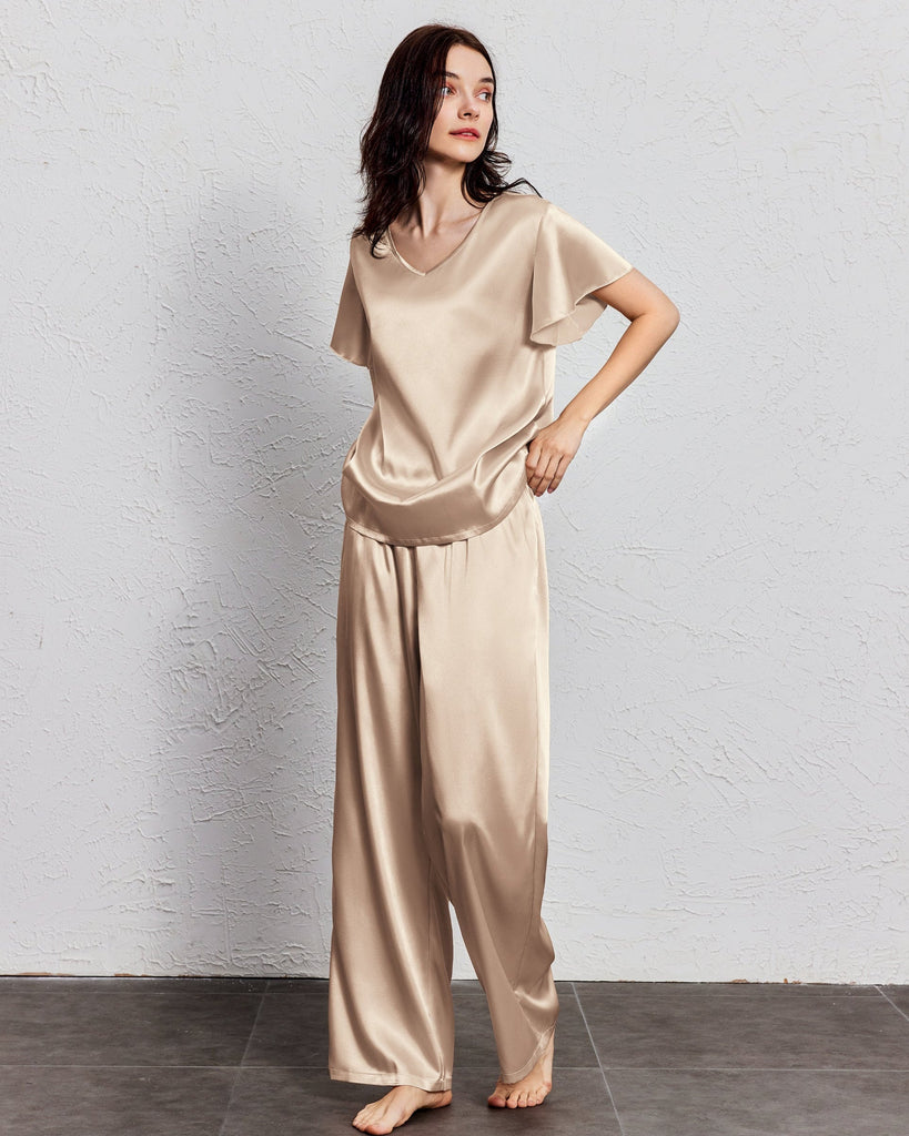 ekouaer-pajama-sets-satin-schlafanzug-r-schen-lang-atmungsaktiv image 1