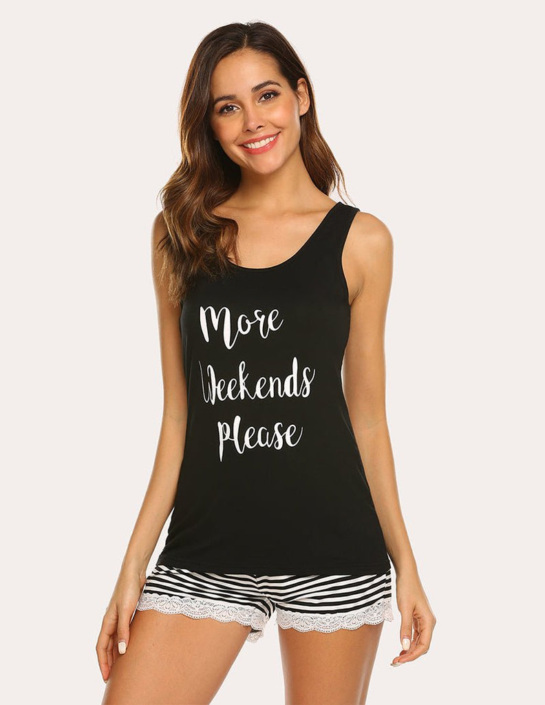ekouaer-pajama-sets-letter-print-tank-top-shorts-set image 1