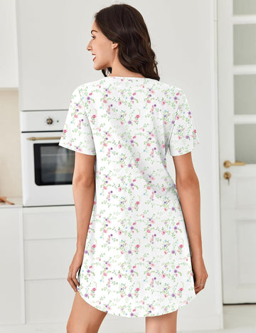 ekouaer-nightgowns-nachthemd-baumwolle-henley-kurzarm image 5