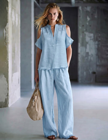 ekouaer-pajama-sets-sommer-set-fransen-schulterfrei-zweiteiler image 3