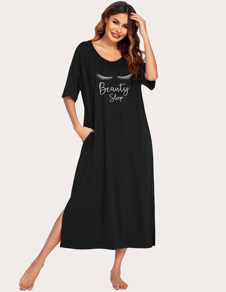 ekouaer-nightgowns-side-split-hauskleid-nachthemd-schlitz image 1