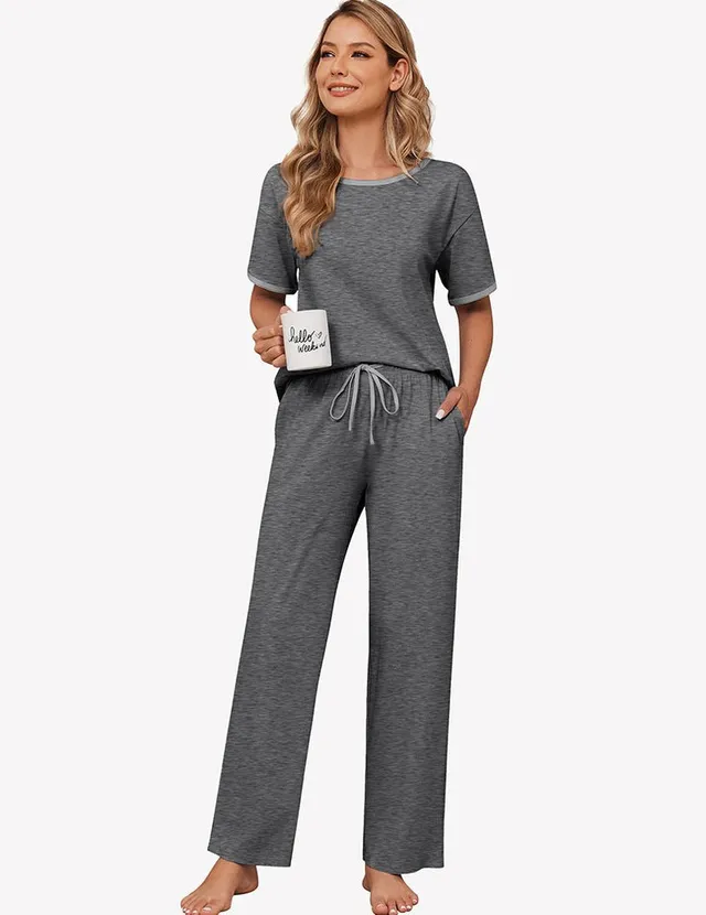 ekouaer-pajama-sets-schlafanzug-baumwolle-kurzarm-hose image 1