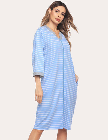 ekouaer-robes-zipper-robe-3-4-sleeve-morgenmantel-reissverschluss image 7