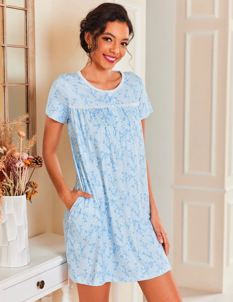 ekouaer-nightgowns-kurzarm-nachthemd-v-ausschnitt-schlafshirt image 1