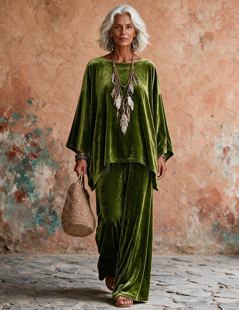 ekouaer-robes-samt-poncho-set-hose-weit-2-teilig-hellblau image 3