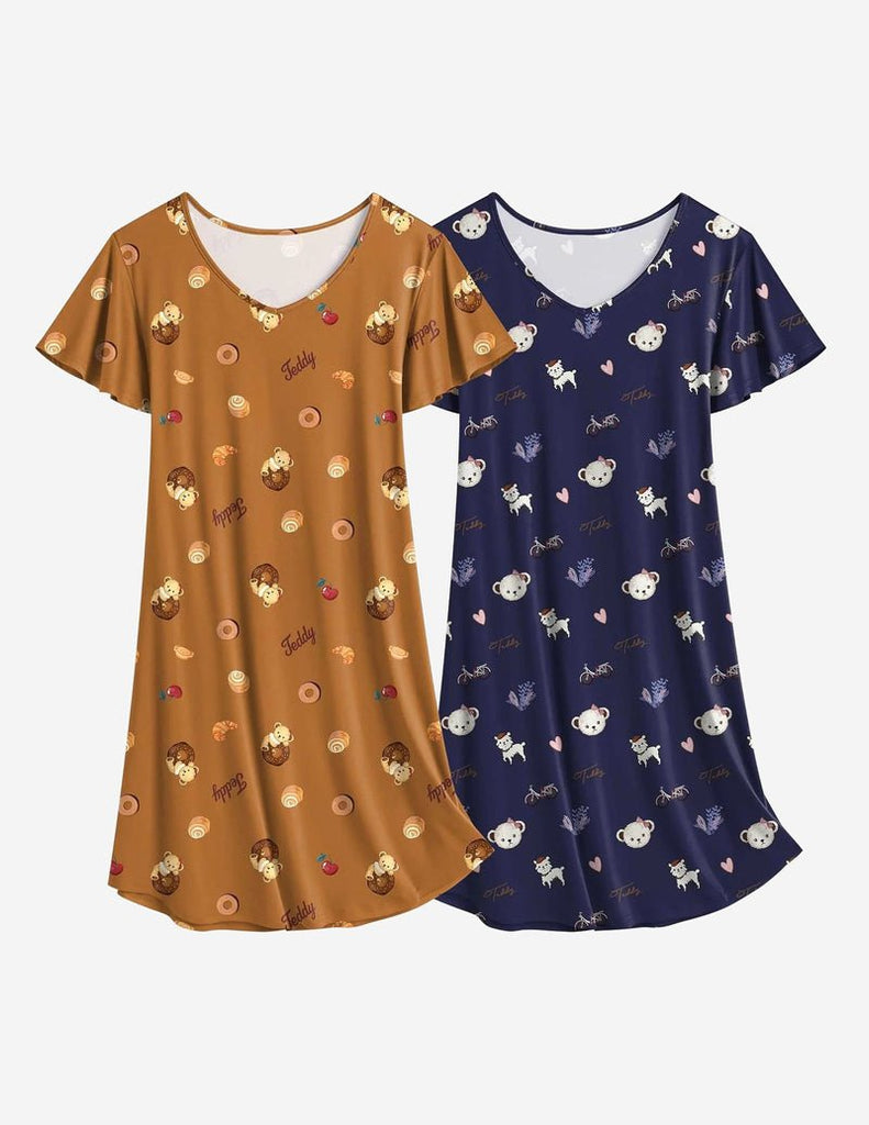 ekouaer-nightgowns-nachthemd-2er-pack-v-ausschnitt-kurz image 1