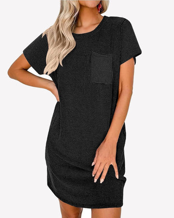ekouaer-nightgowns-rippen-streifen-sleepshirt-kurzarm image 3