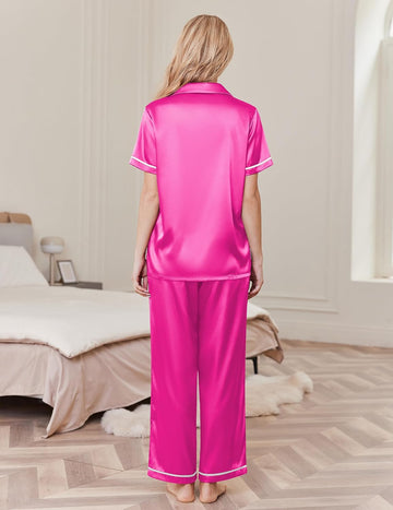 ekouaer-pajama-sets-satin-schlafanzug-kurzarm-2-teilig image 7