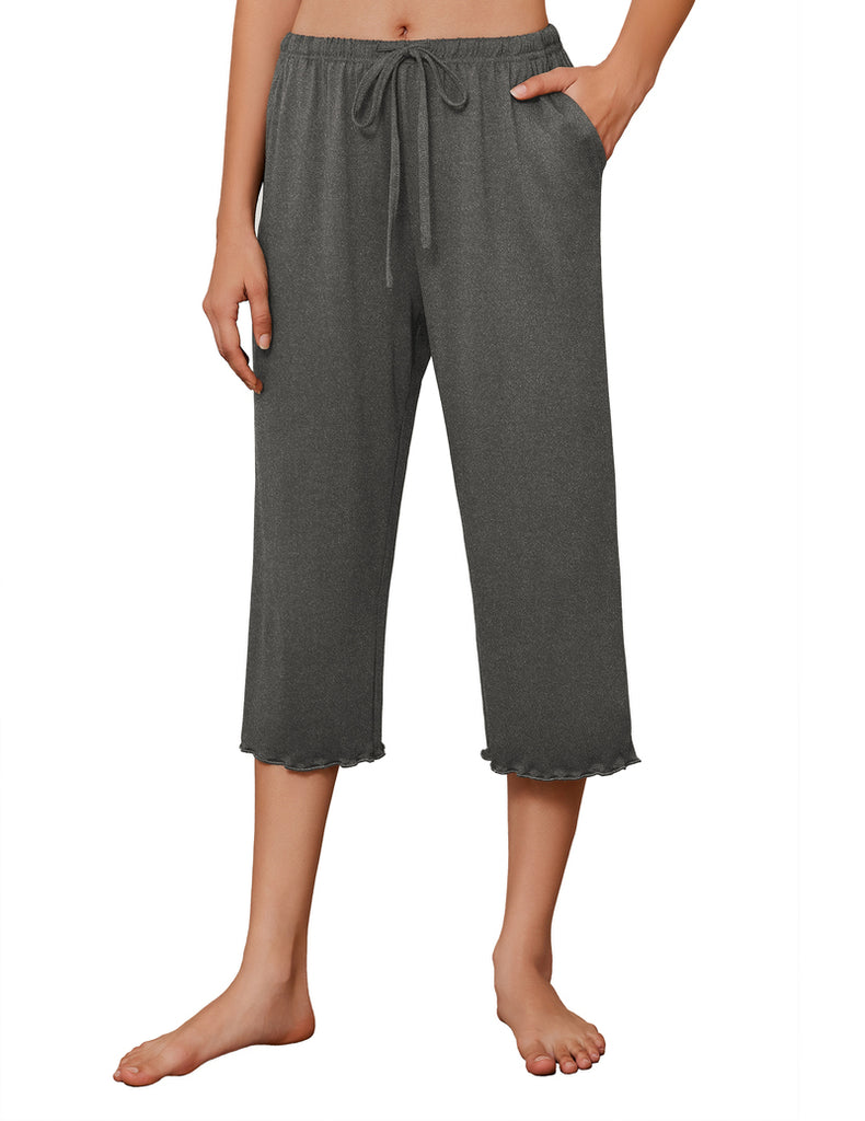 ekouaer-pajama-sets-capri-wide-leg-schlafhose-kordelzug-3-4 image 1