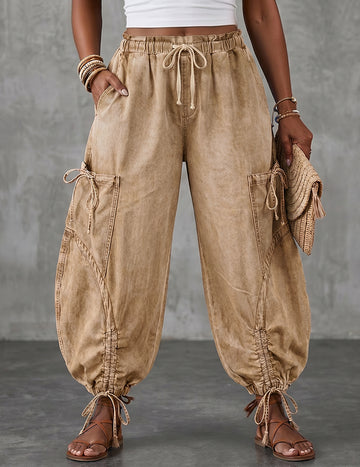 ekouaer-pajama-sets-cargo-jogger-pants-denim-optik-6-taschen-blau image 5