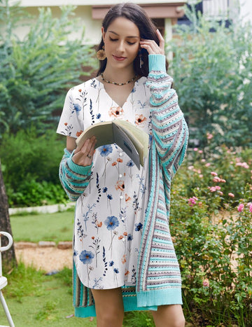ekouaer-nightgowns-cotton-sleep-shirt-nachthemd-kurzarm-kn-pfe image 5