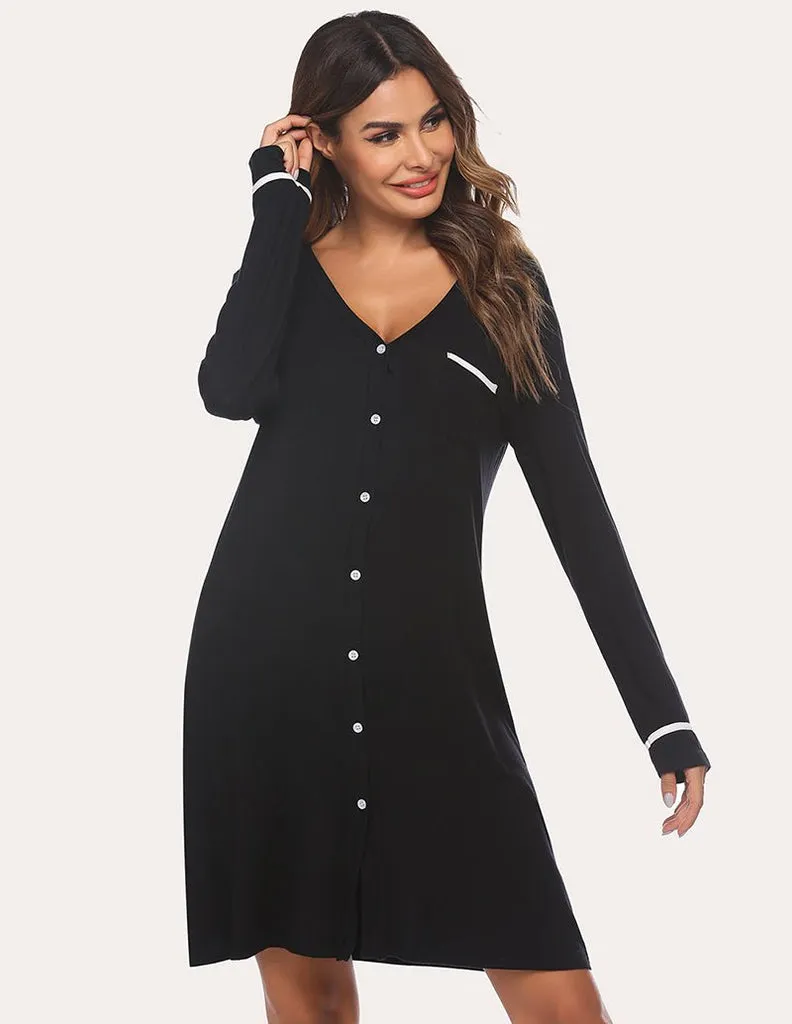 ekouaer-nightgowns-button-down-nachthemd-klassisch image 1
