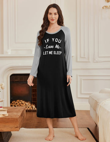 ekouaer-nightgowns-nachthemd-langarm-wadenlang-bedruckt image 7