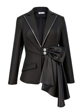 ekouaer-satin-blazer-schleife-schwarz-jacke-tailliert image 5