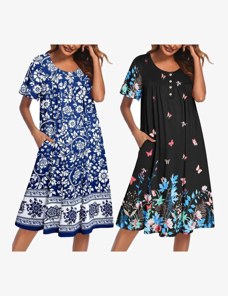 ekouaer-nightgowns-mumu-nachthemd-2er-pack-floral-plus image 1