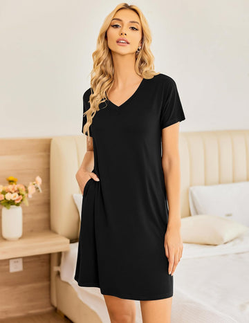 ekouaer-nightgowns-v-ausschnitt-nachthemd-2er-pack-kurzarm image 7