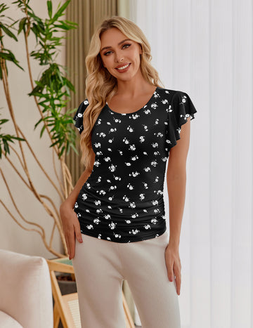 ekouaer-maternity-3er-pack-umstandsshirt-trompeten-rmel-gerafft image 3