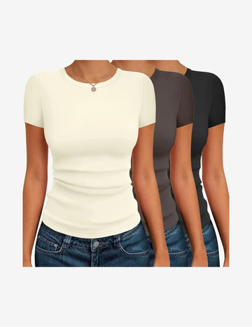 ekouaer-thermals-basic-shirt-damen-3er-pack-kurzarm image 7