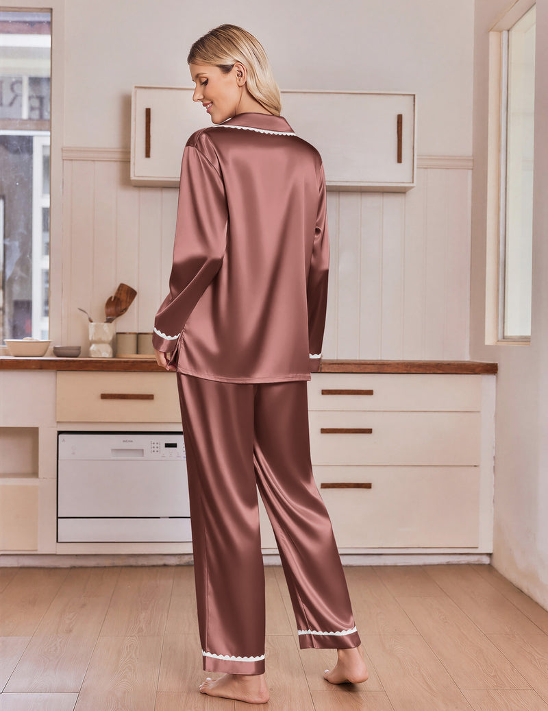 ekouaer-pajama-sets-long-sleeve-satin-schlafanzug-v-ausschnitt-2-teilig image 4