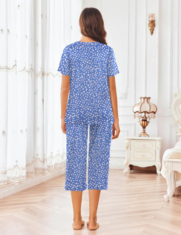 ekouaer-pajama-sets-kurzarm-schlafanzug-capri-mit-taschen image 3