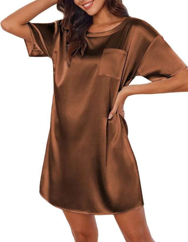 ekouaer-nightgowns-satin-nachthemd-kurzarm-knielang image 1