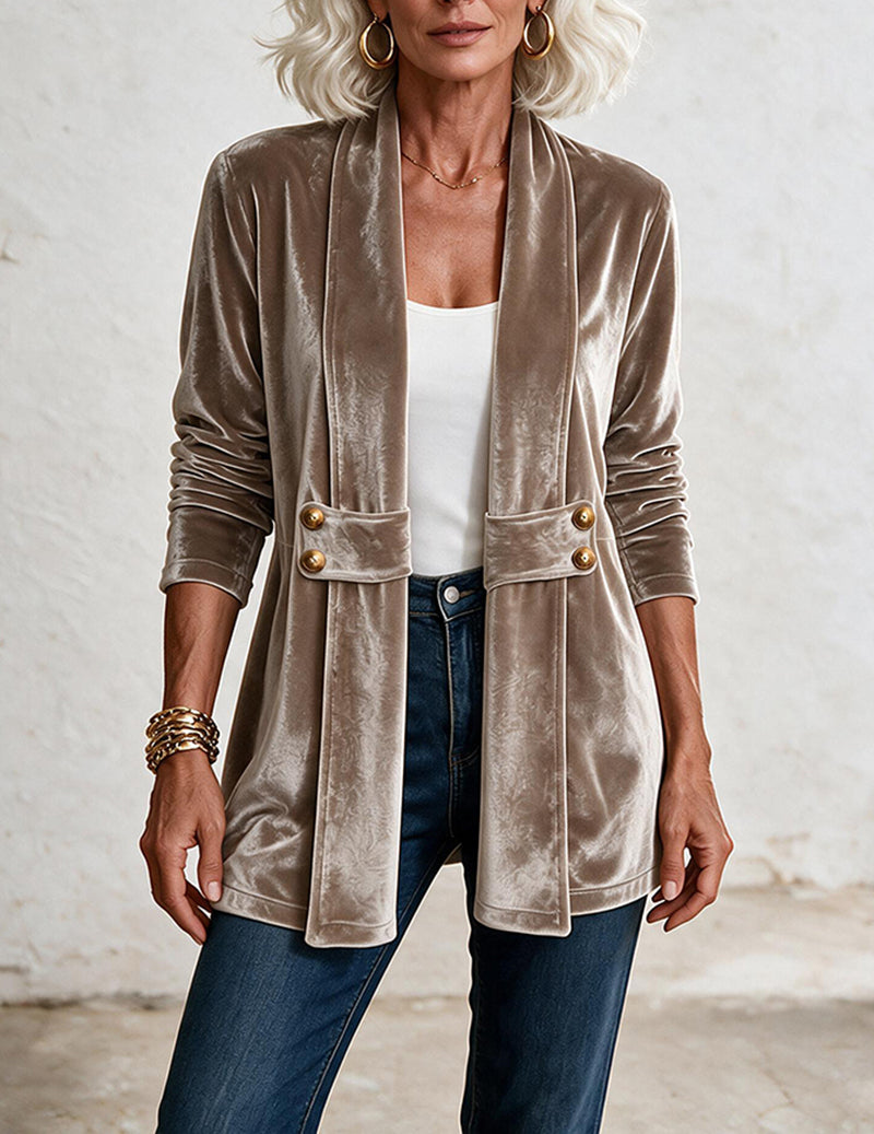 ekouaer-robes-velvet-cardigan-samt-mittellang-offen image 5