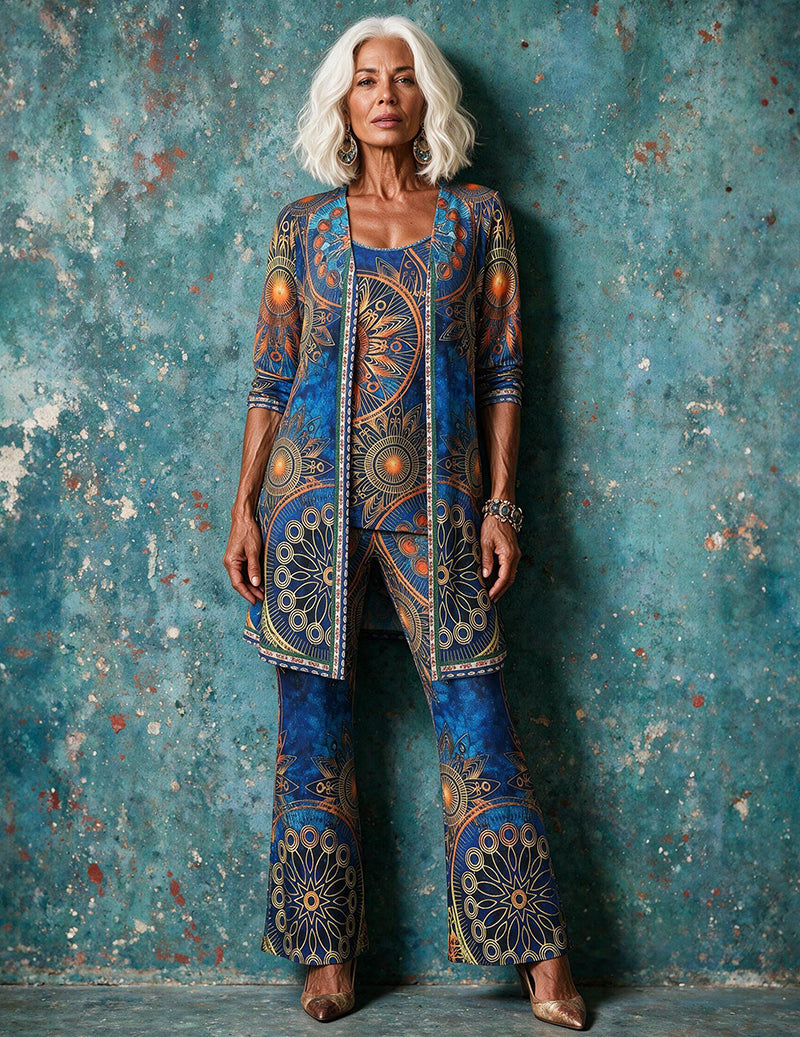 ekouaer-robes-bohemian-print-3-teiler-set-cardigan image 1