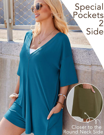 ekouaer-romper-jumpsuit-oversize-wende-kurzarm-taschen image 7