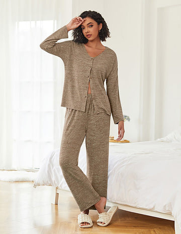 ekouaer-pajama-sets-schlafanzug-lang-gerippt-knopfleiste image 8