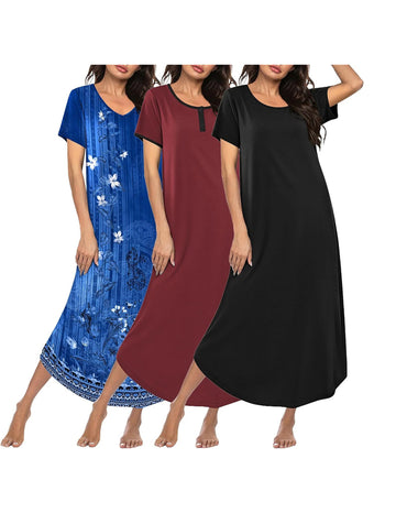 ekouaer-nightgowns-langarm-nachthemd-plus-size-3er-pack image 5